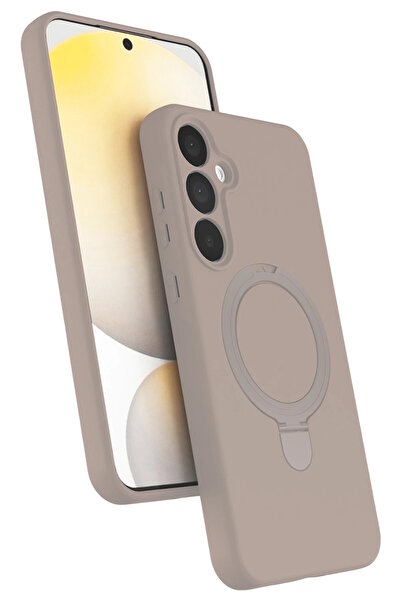 m.tk moveteck Samsung Galaxy A56 Kılıf Magsafe Halkalı Extra Standlı içi Kadife Yumuşak Renkli Silikon Kapak