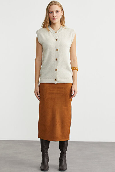 Sementa Button Closure Wool Knit Vest - Stone