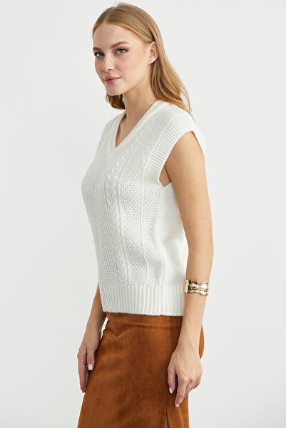 Sementa Wool V-Neck Knitwear Sweater - Bone