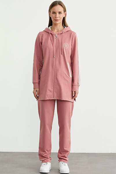 Sementa Σετ αθλητικής φόρμας με κουκούλα και φερμουάρ - Dusty Rose