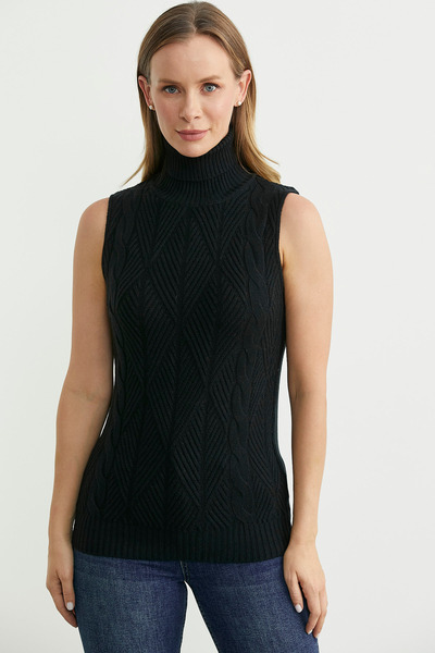 Sementa Pulover complet fără mâneci - negru