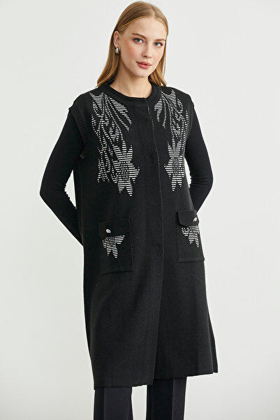 Sementa Довгий вовняний жилет з кишенями - чорний