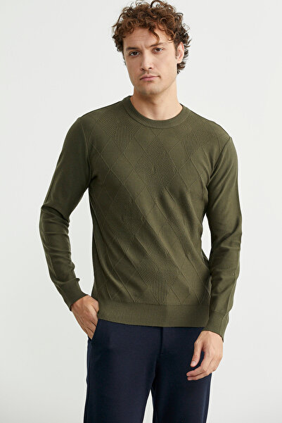 Sementa Baklava Motif Detailed Knitwear Sweater - Khaki