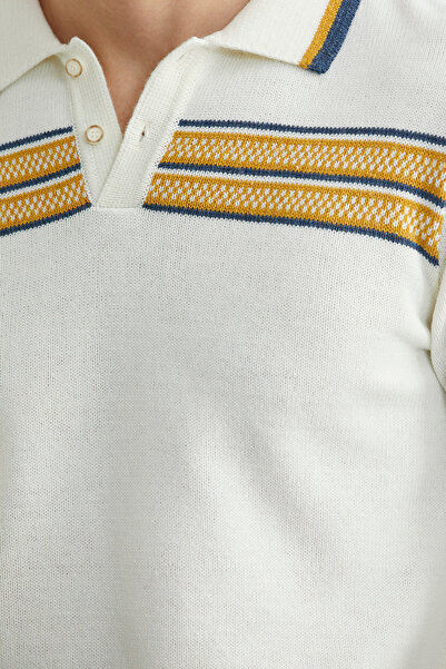 Sementa Polo Neck Kilim Patterned Knitwear Sweater - Bone