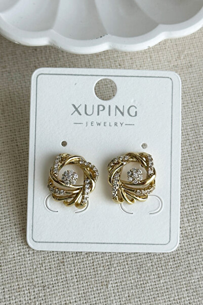 Modacaprea Xuping 14K Yuvarlak Taşlı Saçak Kadın Küpe Kararmaz Kadın Takı Xuping Küpe