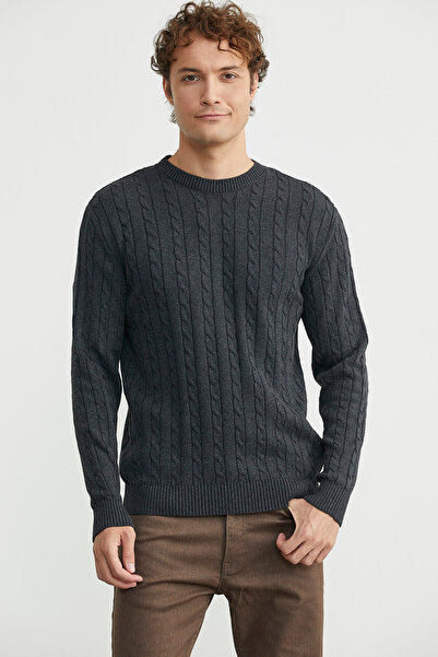 Sementa Πλεκτό πουλόβερ με βαμβακερή πλεκτομηχανή - Ανθρακί