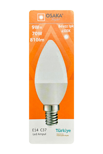 Avarson (6 Adet) Osaka 9W (70W) Beyaz Işık (6500K) E14 Duylu (İnce Duy) Led Mum Ampul
