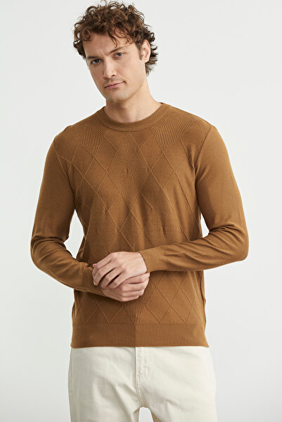 Sementa Baklava Motif Detailed Knitwear Sweater - Camel