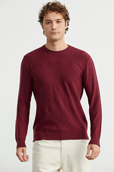 Sementa Baklava Motif Detailed Knitwear Sweater - Claret Red