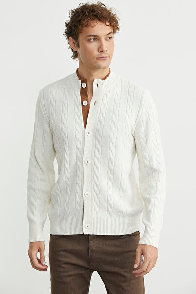Sementa Buttoned Hair Knitwear Cardigan - Bone