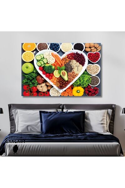 GAAGART Tekli Yatay Kanvas Duvar Tablosu Kalp Diyetisyen Tablosu