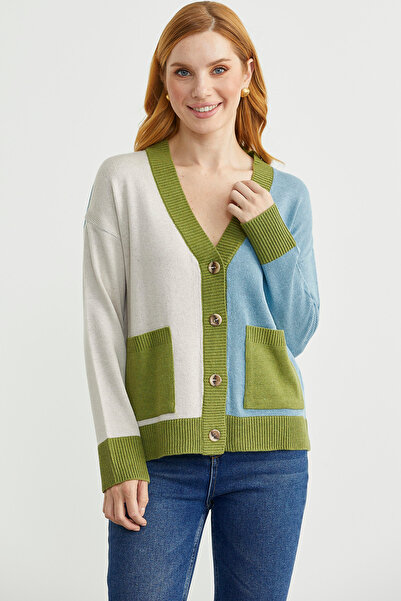 Sementa Color Gradient Oversize Wool Knit Cardigan - Light Blue