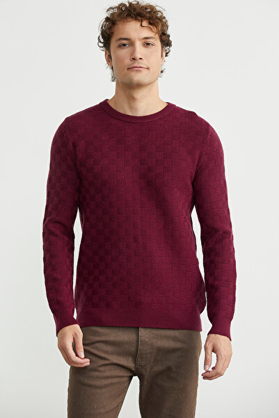 Sementa Motifli Crew Neck Knit Sweater - Burgundy