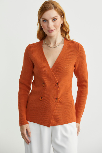 Sementa Masculine Double-Breasted Knitwear Jacket - Orange
