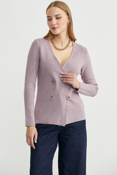 Sementa Masculine Double-Breasted Knitwear Jacket - Rose