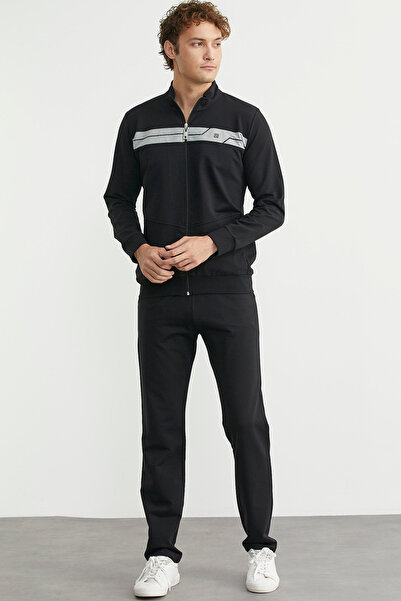 Sementa Σετ αθλητική φόρμα με φερμουάρ Stand Collar - Μαύρο