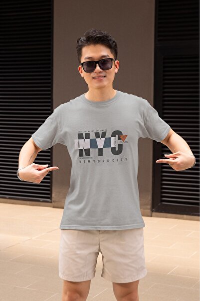 ArtYus Men's Nyc0 Transfer Printed Round Neck Short Sleeve T-Shirt