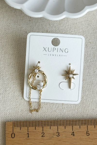 Modacaprea Xuping 14K Kutup Yıldızı Taşlı Sallantı Kadın Küpe Kararmaz Kadın Takı Xuping Küpe