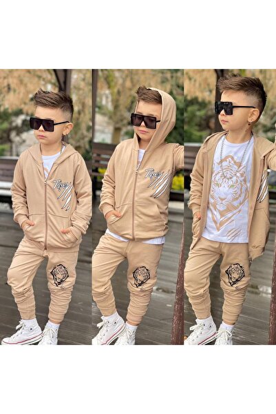 zavera for kids Boy's Lion Printed 3-Piece Tracksuit Set 2 Thread Full Lycra