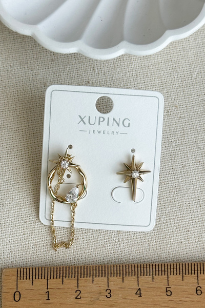 Modacaprea Xuping 14K Kutup Yıldızı Taşlı Sallantı Kadın Küpe Kararmaz Kadın Takı Xuping Küpe