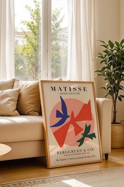 Saturn Henri Matisse Pigeons Framed Painting - Paper Cut Art - Eclectic Style Wall Decor