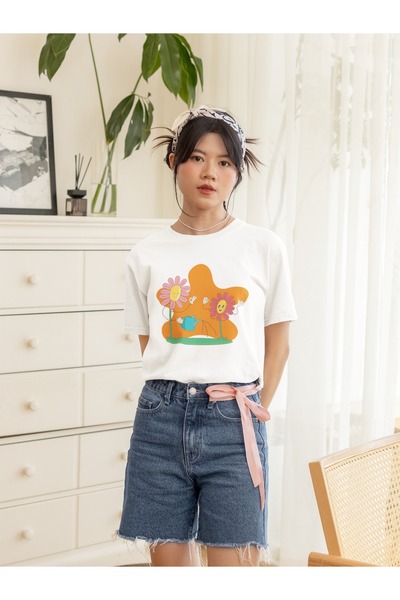 ArtYus Girls/Women Happy Daisies Transfer Printed Round Neck Short Sleeve T-S...