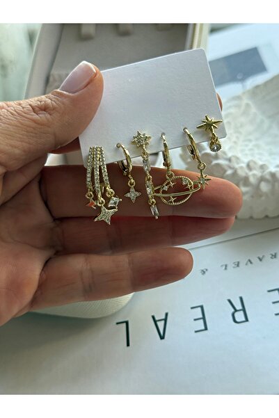 Rossetto Atelier İthal Gold Galaxy 6’lı Küpe Set