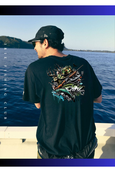 barsdepo Μπλουζάκι Fish με τύπωμα , oversized Unisex Μαύρο μπλουζάκι για παιδ...