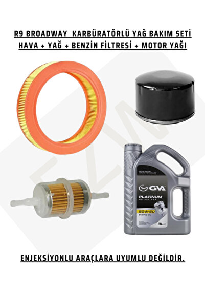 FZW BROADWAY YAĞ BAKIM SETİ PERİYODİK BAKIM SETİ R9 R-9 1.4 KARBÜRATÖRLÜ FİLTRE SETİ + MOTOR YAĞI