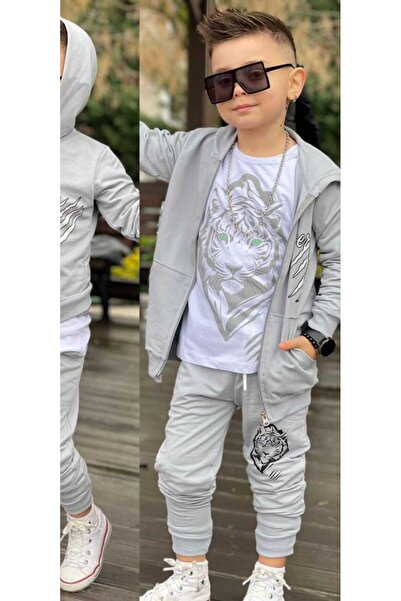 zavera for kids Boy's Lion Printed 3-Piece Tracksuit Set 2 Thread Full Lycra