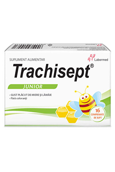 LABORMED Trachisept Junior cu Miere si Lamaie, 16 Capsule,