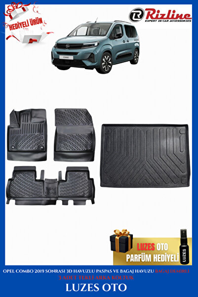 Rizline Opel Combo 3D Havuzlu Paspas 3 ADET TEKLİ ARKA KOLTUK ve Bagaj Havuzu...