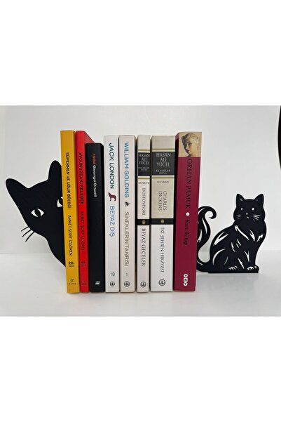 TODEKORA 2’li Siyah Kedi Kitap Tutucu Seti – Dekoratif, Dayanıklı ve Şık Kita...