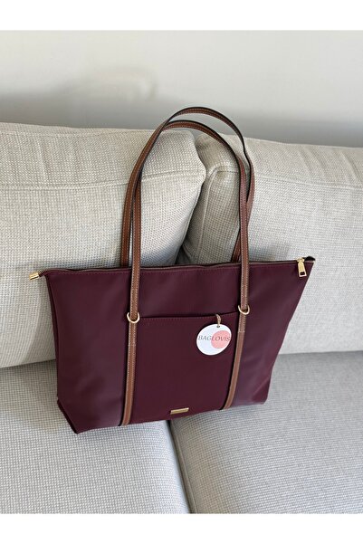 BAGLOVİS Askilari Large Burgundy Women's Shoulder Bag with Ring Detail En42 Boy32