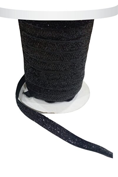 ForWhat Panglică de catifea neagră cu sclipici 10MT 1CM pentru birou, acasă, birou, atelier de hobby