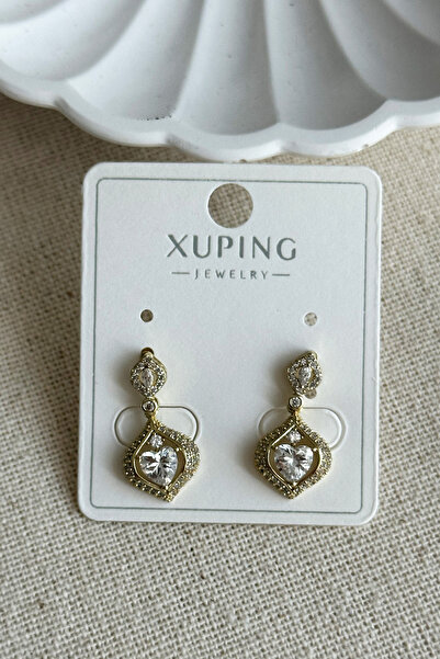 Modacaprea Xuping 14K Kalpli Vintaj Taşlı Kadın Küpe Kararmaz Kadın Takı Xuping Küpe