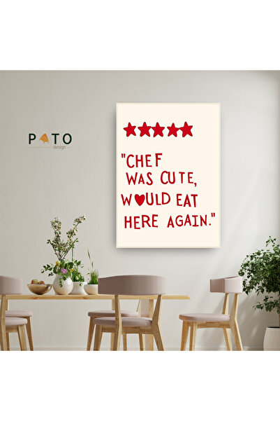 Pato Design 'Chef was Cute Would Eat Here Again' Tablo | Bej Çerçeveli | MDF ...