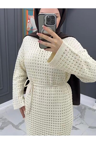 YS BUTİK TRİKO ASTARLI AJUR ELBİSE