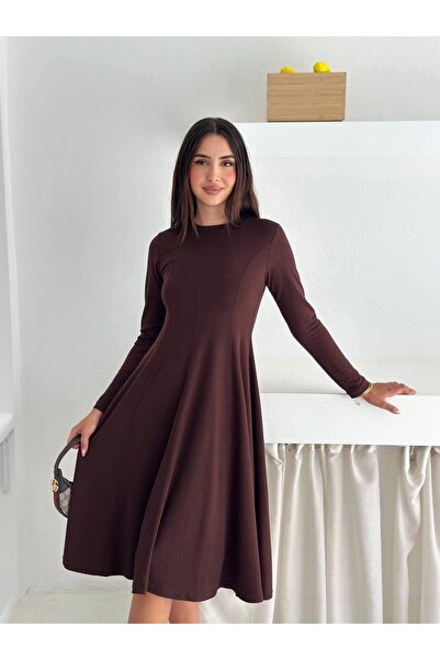 By Kuzey Aras Μακρυμάνικο φόρεμα casual από ύφασμα Modal