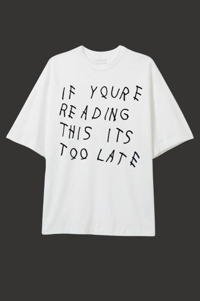 Dupe Design Drake If You're Reading This It's Too Late Baskılı Oversize Unise...