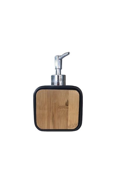 FRANDIS Soap Dispenser, Frandis, Ceramic/Bamboo, Matte Black/