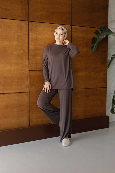 MOONSC Flexible and Soft Textured Premium Double Suit Brown