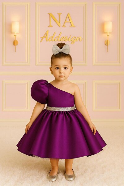 NA ADDESIGN Rochie de seară pentru fetiță, mov, cu un singur umăr, cu detaliu...