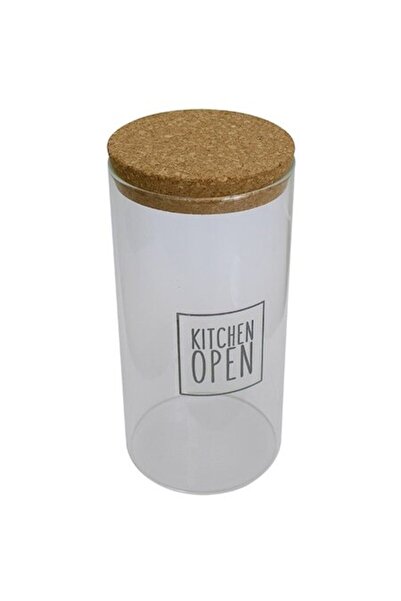 FRANDIS Glass Storage Jar with Cork Lid, Frandis, 1.3 L, Kitchen Open Model