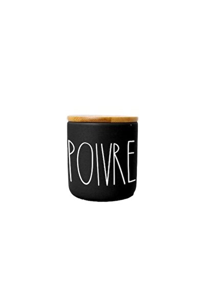 FRANDIS Ceramic Pepper Container with Bamboo Lid and Silicone Seal, Frandis, 7.7x9 cm, Black/