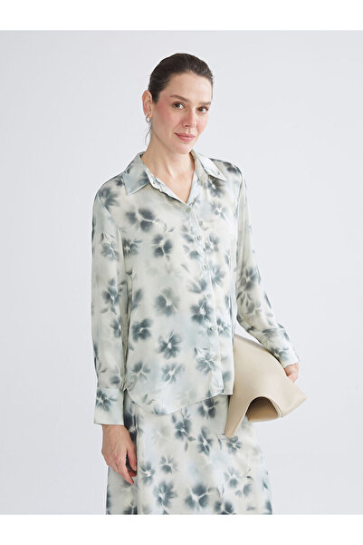 LC Waikiki Rmz Gi̇yi̇m Farkiyla Batik Embroidered Loose Fit Satin Women's Shirt