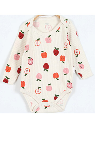 Dominant كريم (1-3 سنوات) بدلة أطفال بأكمام طويلة مطبوعة بنقش التفاح