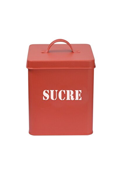 FRANDIS Sugar Storage Box with Lid, Frandis, 12x12x16.5 cm, Metal, Red