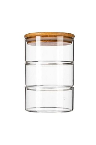 FRANDIS Set 3 stackable glass bowls with bamboo lids and silicone seal, Frandis, 11x11x17.5 cm, 3x400 ml