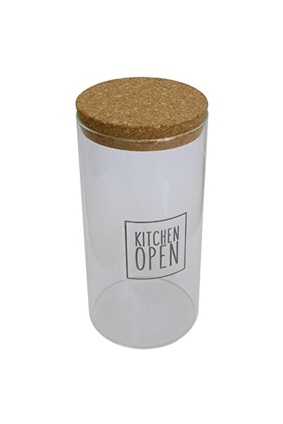 FRANDIS Glass Storage Jar with Cork Lid, Frandis, 1.3 L, Kitchen Open Model